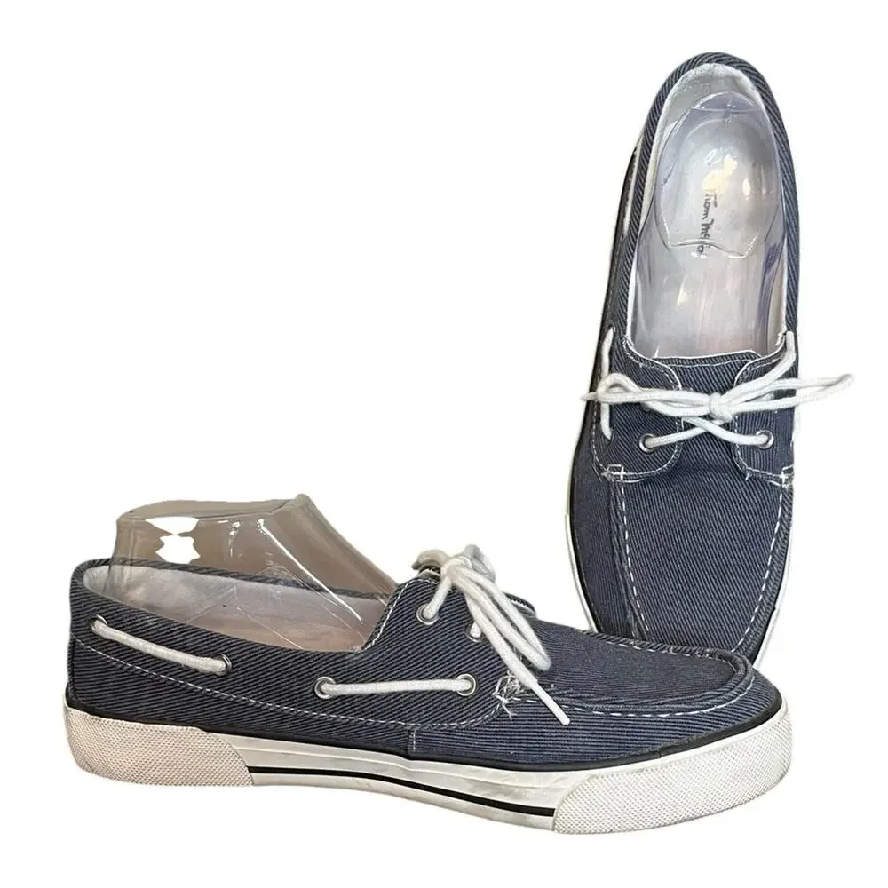 THOM McAn Denim Foster Boat Shoes Dark‎ Blue Men’s Size 9